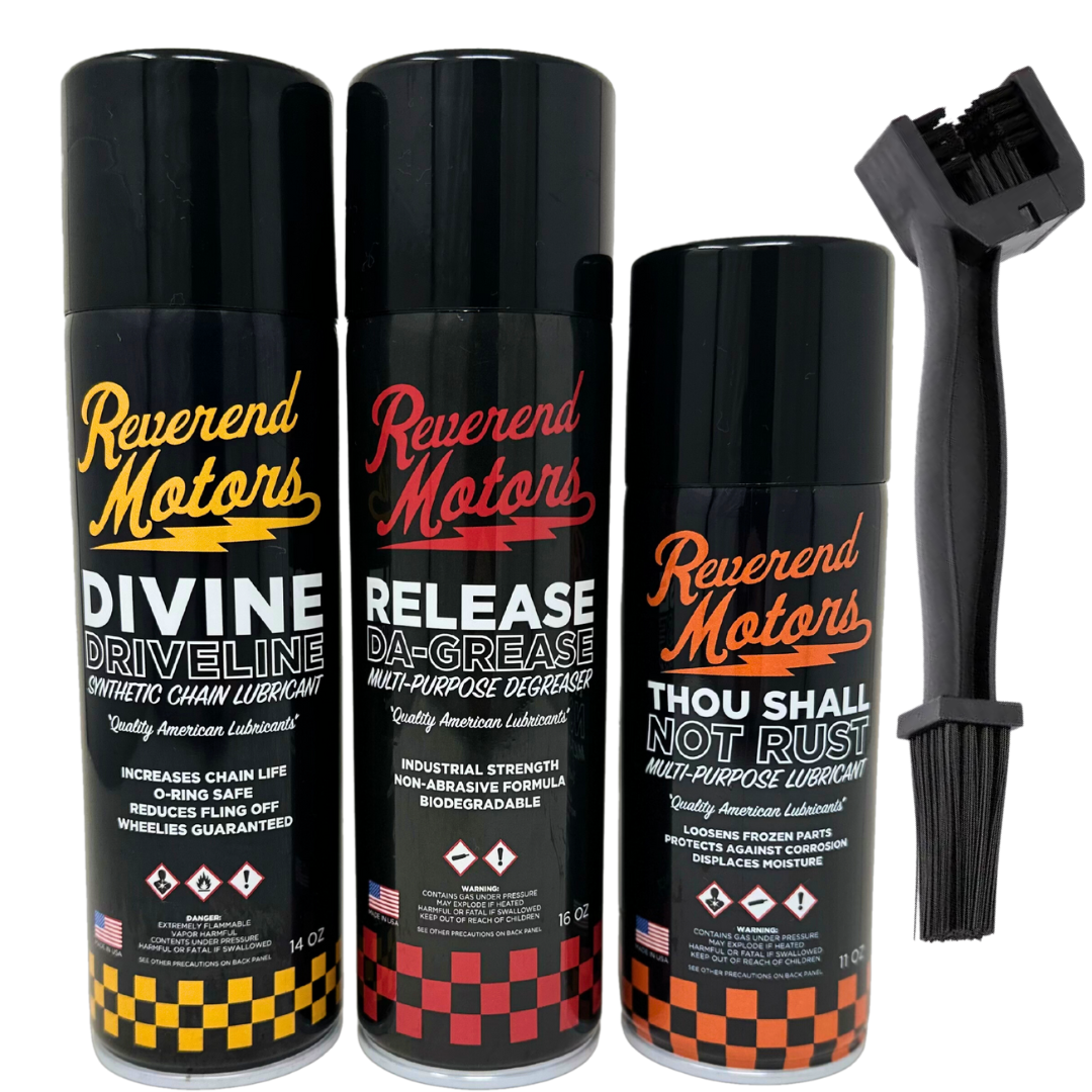 Chain Lube Value Pack - Chain Lube, Degreaser, & Multi-Purpose Lubricant w/  Chain Brush